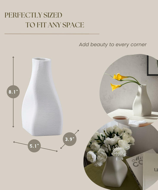 Meletē White Ceramic Irregular Shape Vase Tabletop Decor Modern Home
