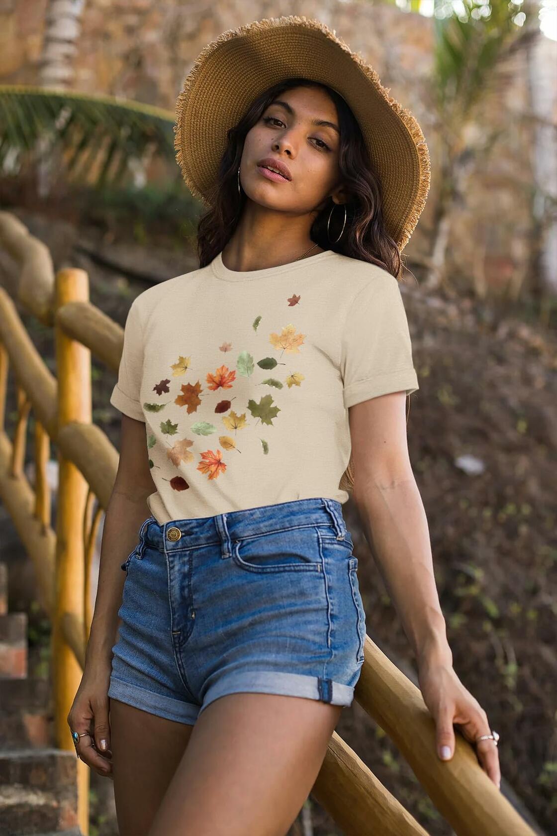 Inber Women's Crewneck Boho Wildflowers Graphic T-Shirt Size S