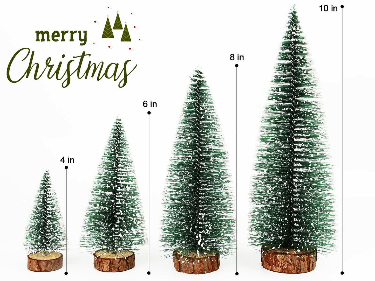 Bottle Brush Trees Mini Green Flocked Sisal Christmas Decor Tabletop