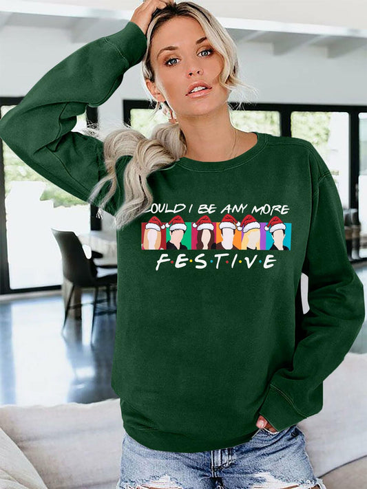 FASHGL Christmas Friends Sweatshirt Women Green Long Sleeve XX Large