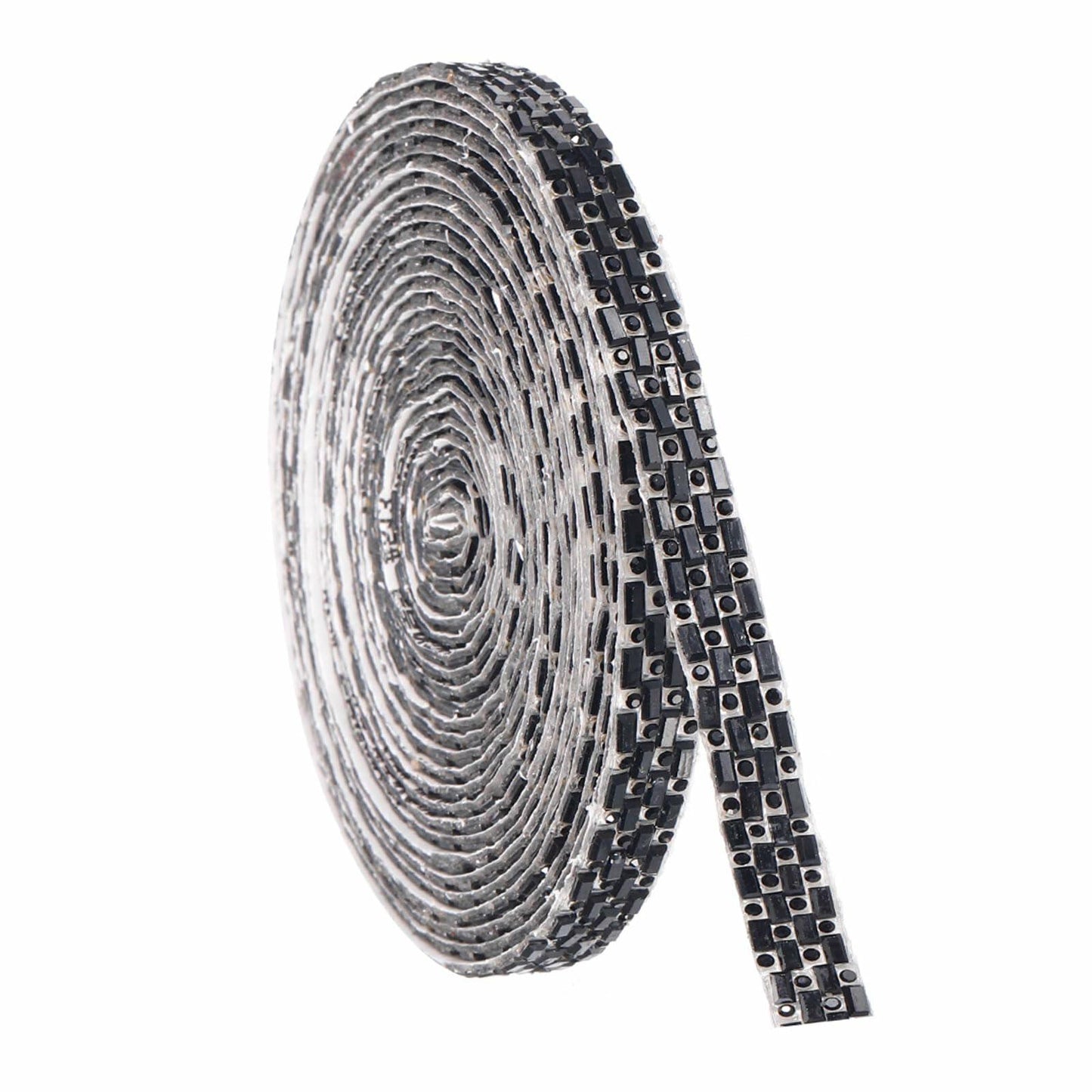 MECCANIXITY 10mm Self Adhesive Crystal Rhinestone Ribbon 5 Yards Black