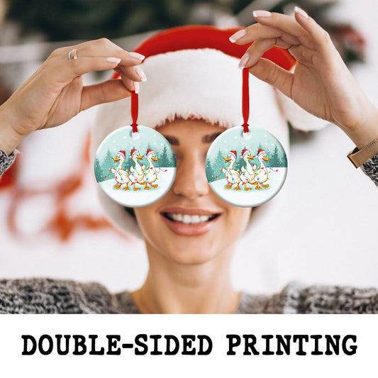 CHOANG Donkey Christmas Ceramic Ornament Holly Peeking Farm Animal Decor