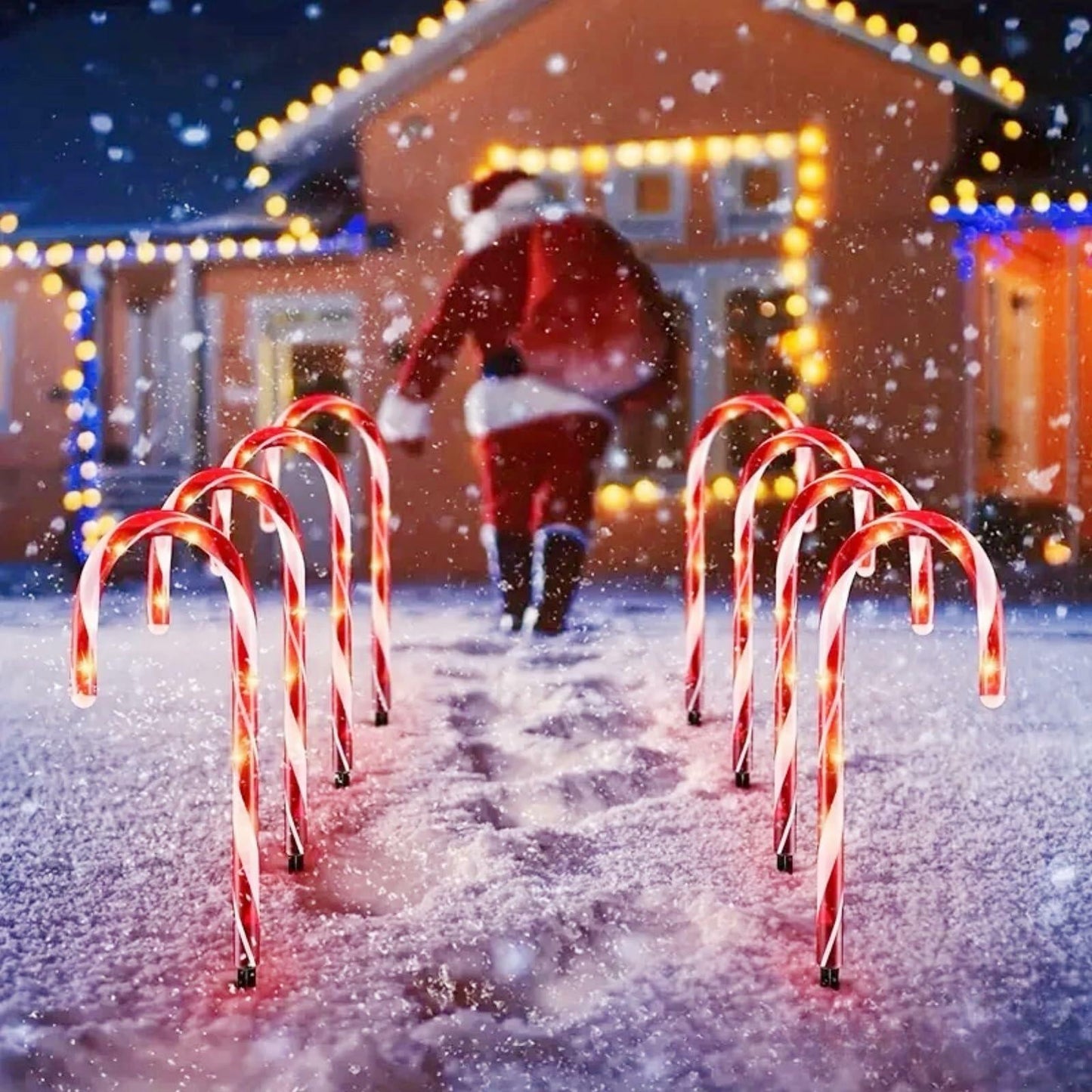 CYLHCM 24PCS Plastic Candy Cane Stakes for Christmas Lights 0.68-6.05in