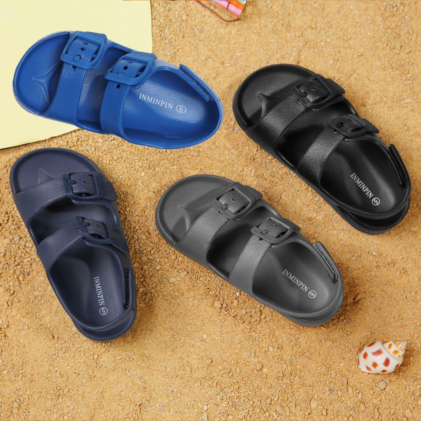 INMINPIN Toddler Buckle Sandals Comfort Open Toe Adjustable Strap Blue Size 5