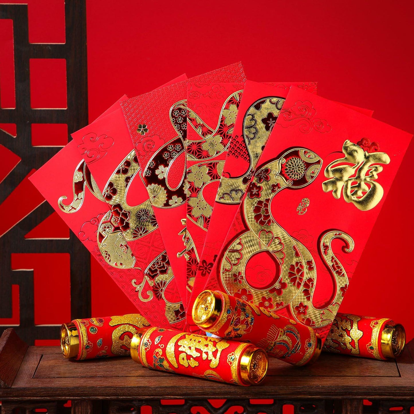 Marspark 36pcs 2025 Lunar Snake Year Red Envelopes Lucky Money Red