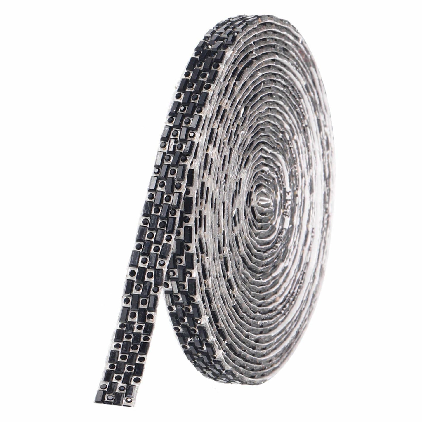 MECCANIXITY 10mm Self Adhesive Crystal Rhinestone Ribbon 5 Yards Black