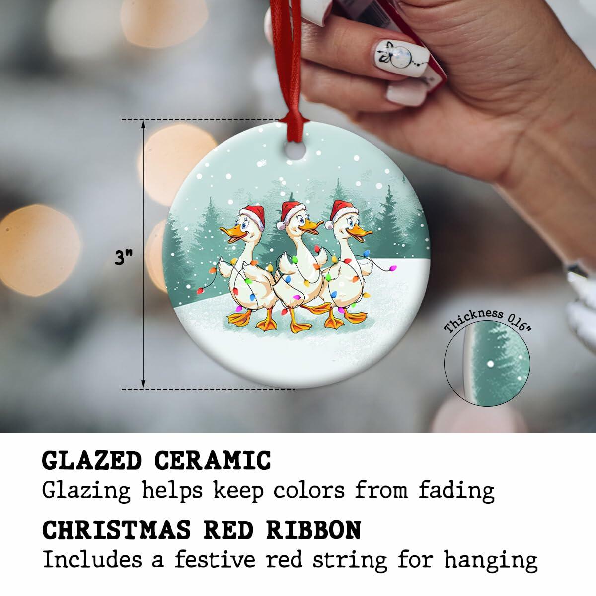 CHOANG Donkey Christmas Ceramic Ornament Holly Peeking Farm Animal Decor