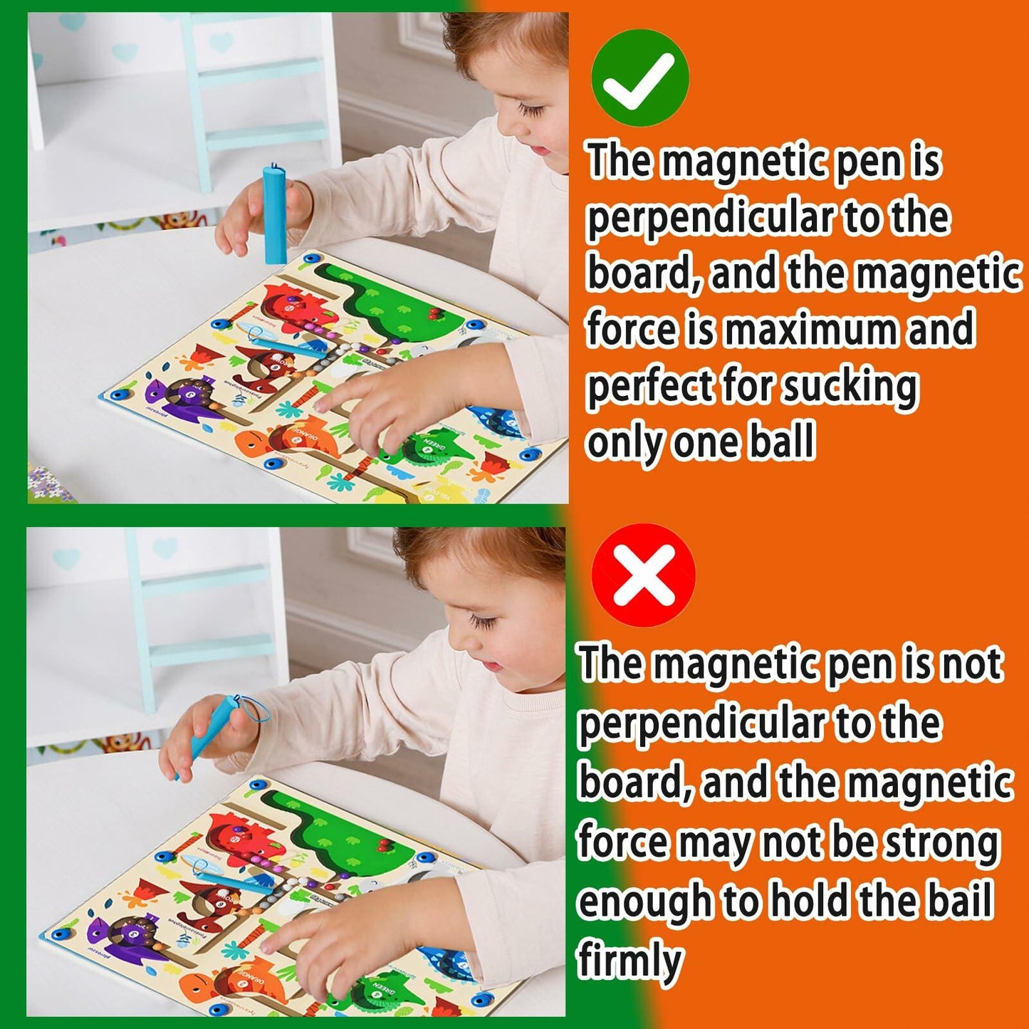 IOOZ Magnetic Color & Number Maze Montessori Wooden Dinosaur Puzzle Toy