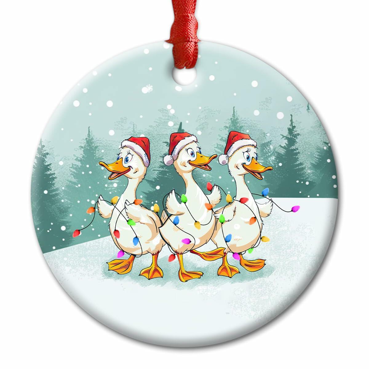 CHOANG Donkey Christmas Ceramic Ornament Holly Peeking Farm Animal Decor
