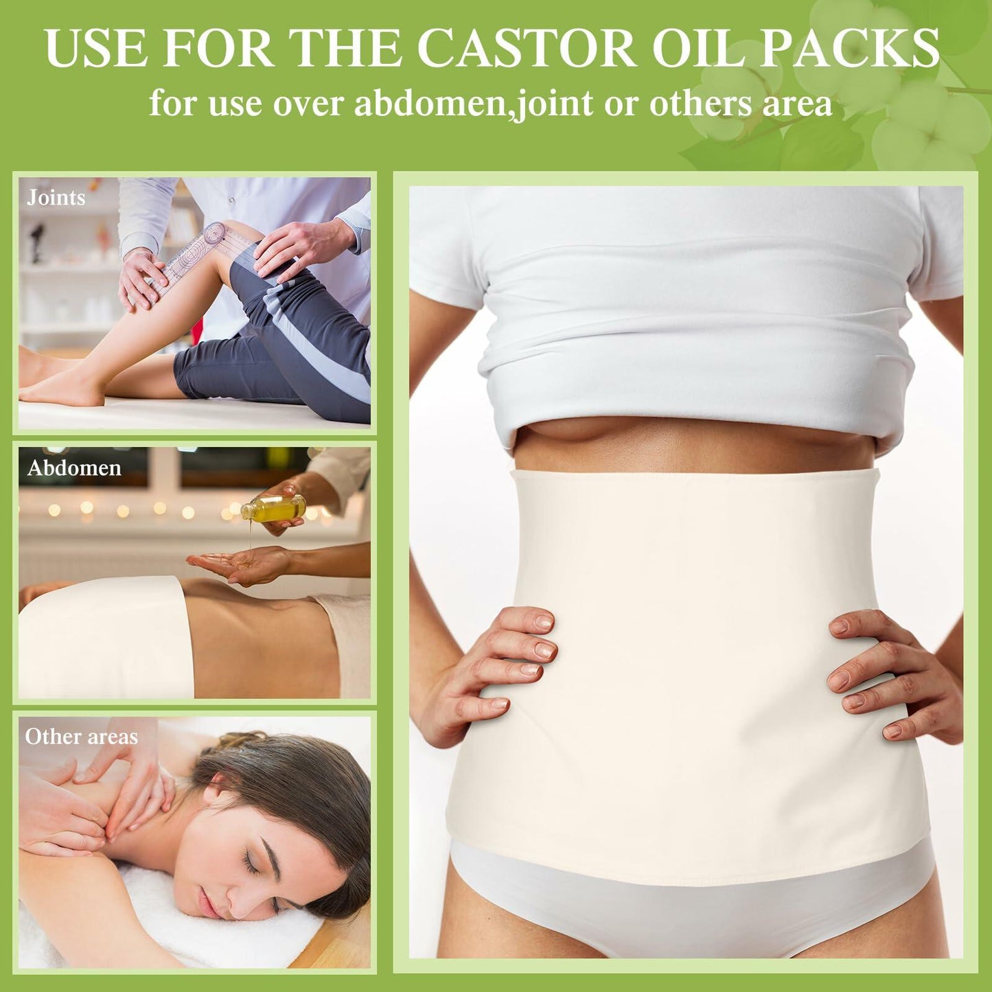 Tingjoo Organic Cotton Flannel Castor Oil Wrap 24 Pcs 15x13 Unbleached