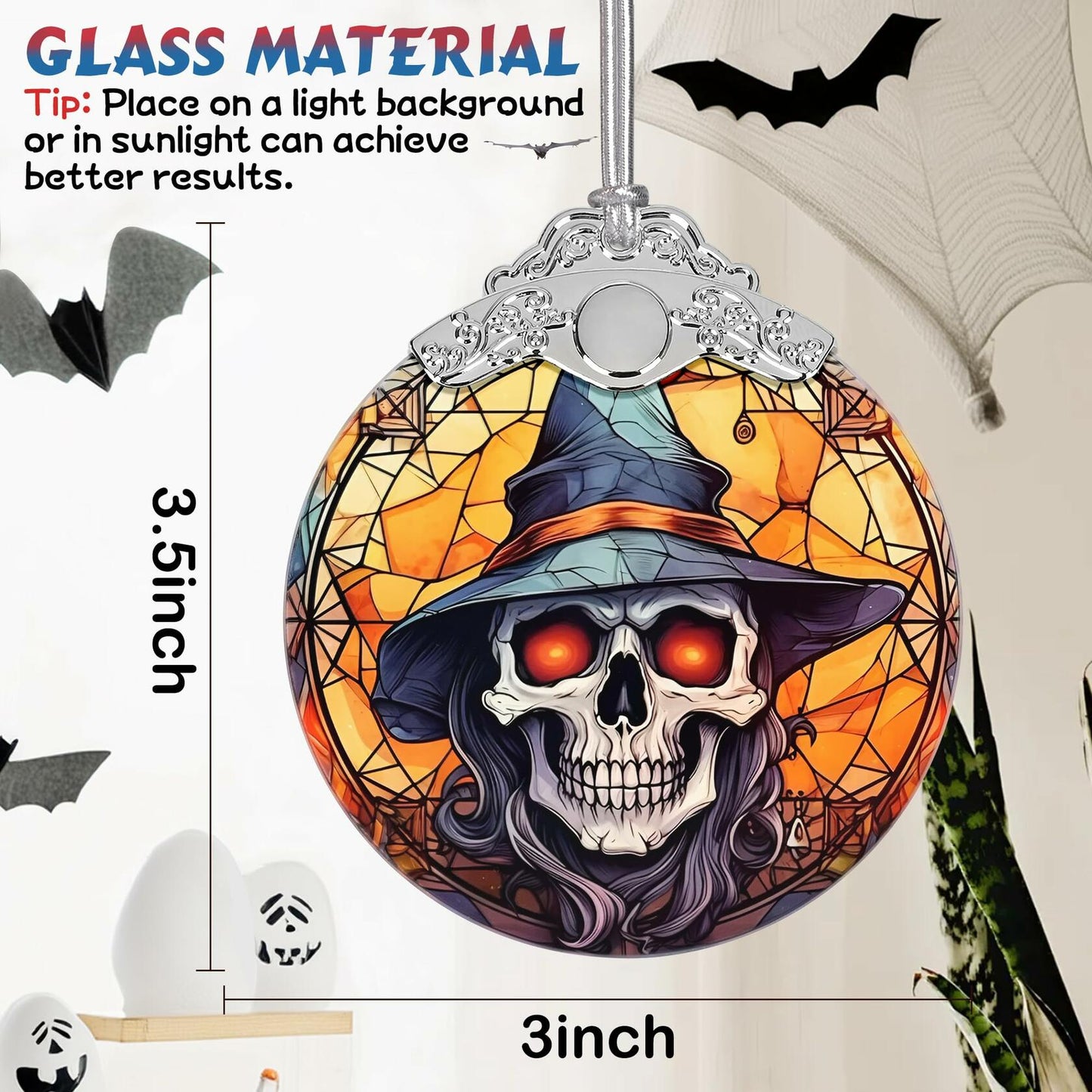 Terrifying Skull Christmas Ornament Stained Glass Holiday Decoration