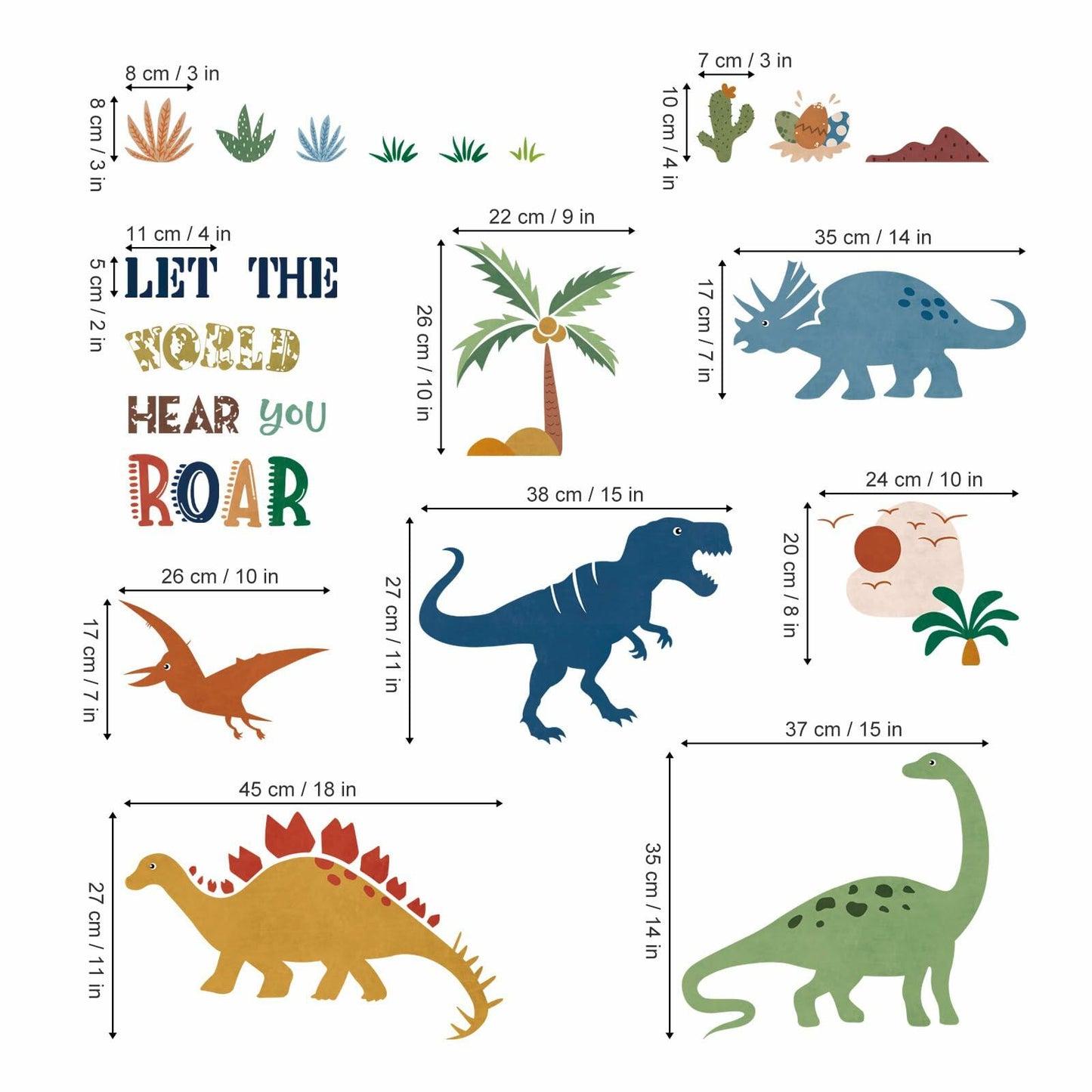 decalmile Boho Dinosaur Wall Decals Dino Palm Tree Baby Nursery Decor