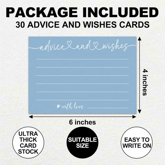 Qoamp Advice and Wishes Cards 4x6in 30pcs White Minimalist Bridal Shower