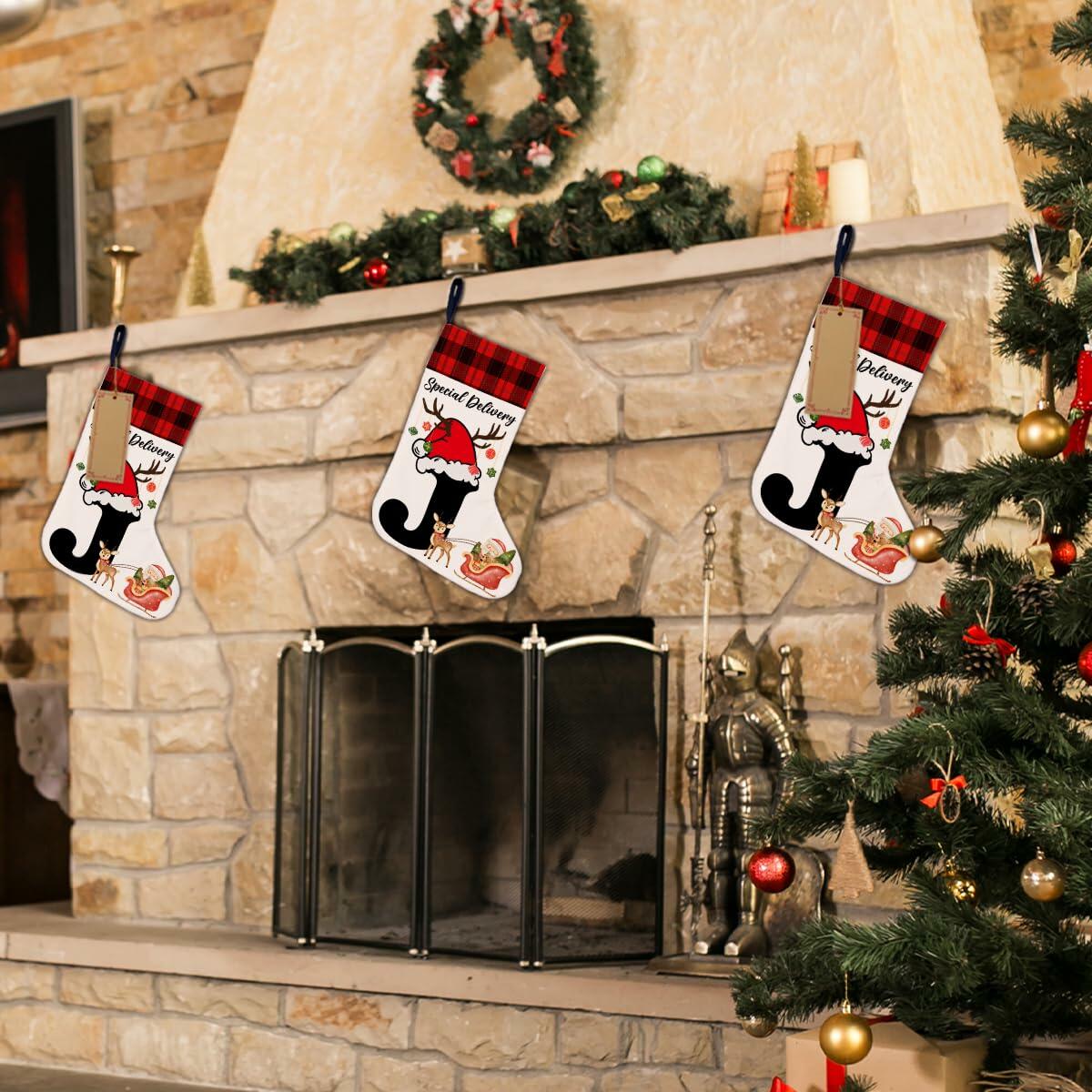 TSUYAWU Letter J Christmas Stocking Holiday Decoration 18x12 Inch