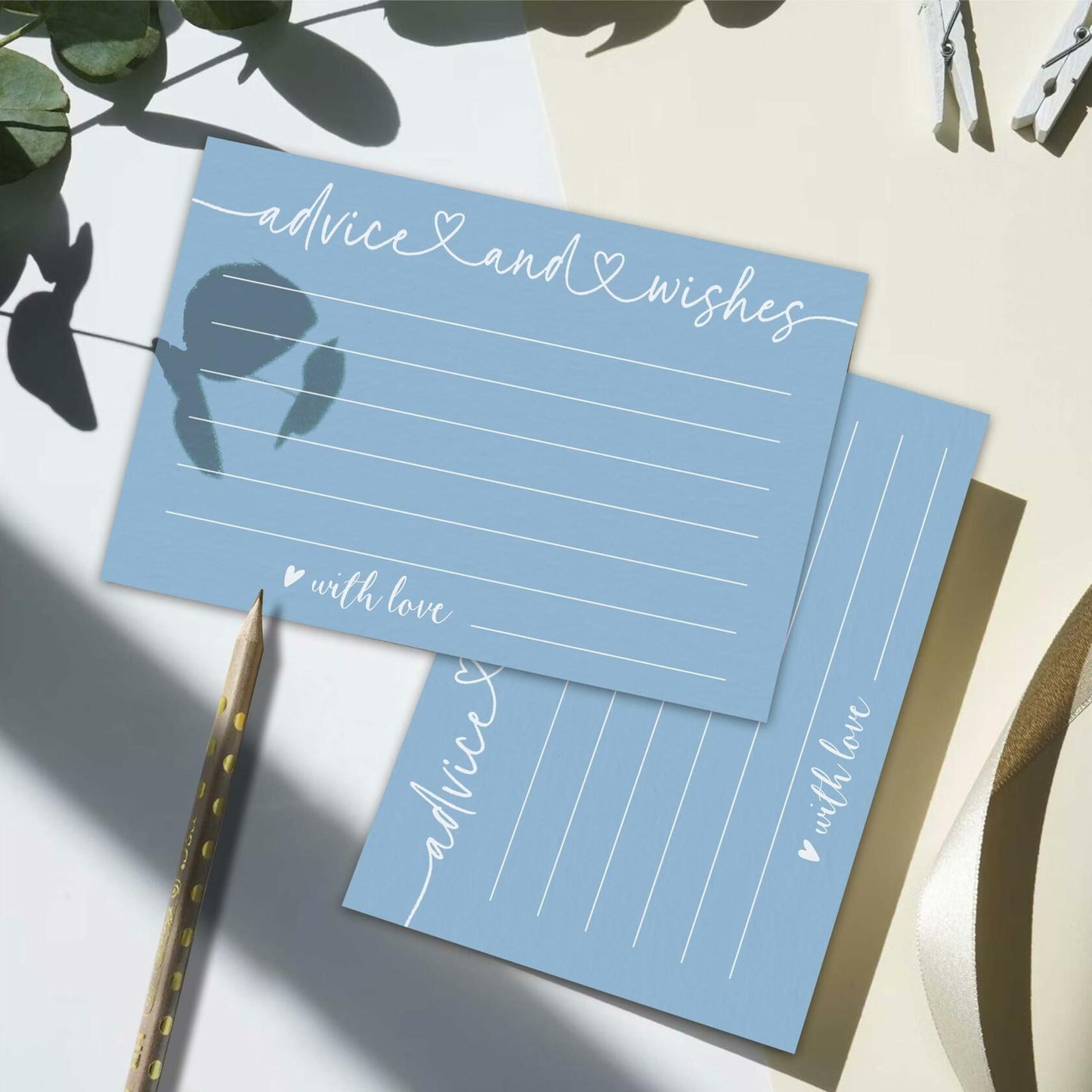 Qoamp Advice and Wishes Cards 4x6in 30pcs White Minimalist Bridal Shower