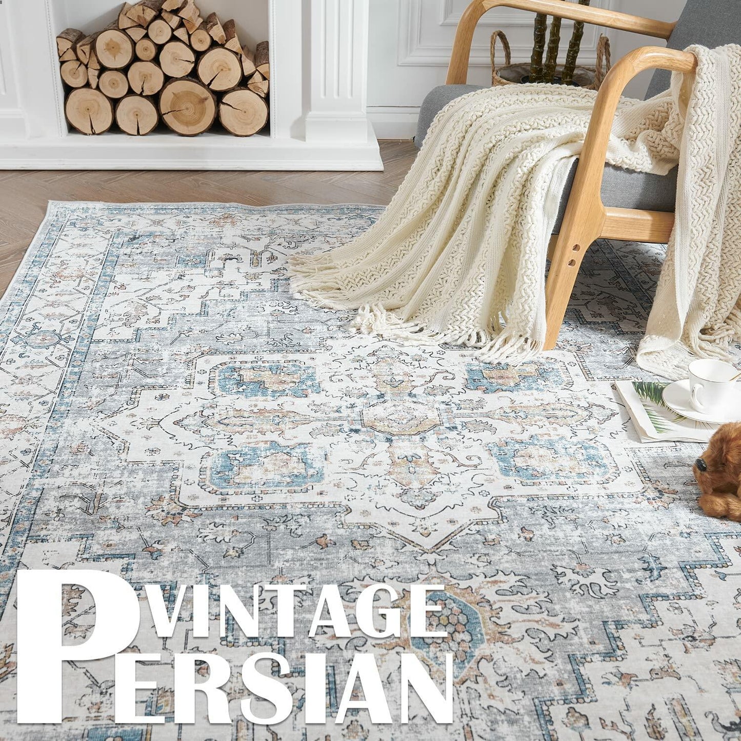 jinchan Washable 3x5 Tribal Area Rug Non Slip Red Blue