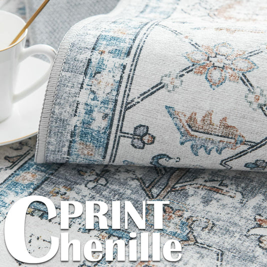 jinchan Washable 3x5 Tribal Area Rug Non Slip Red Blue