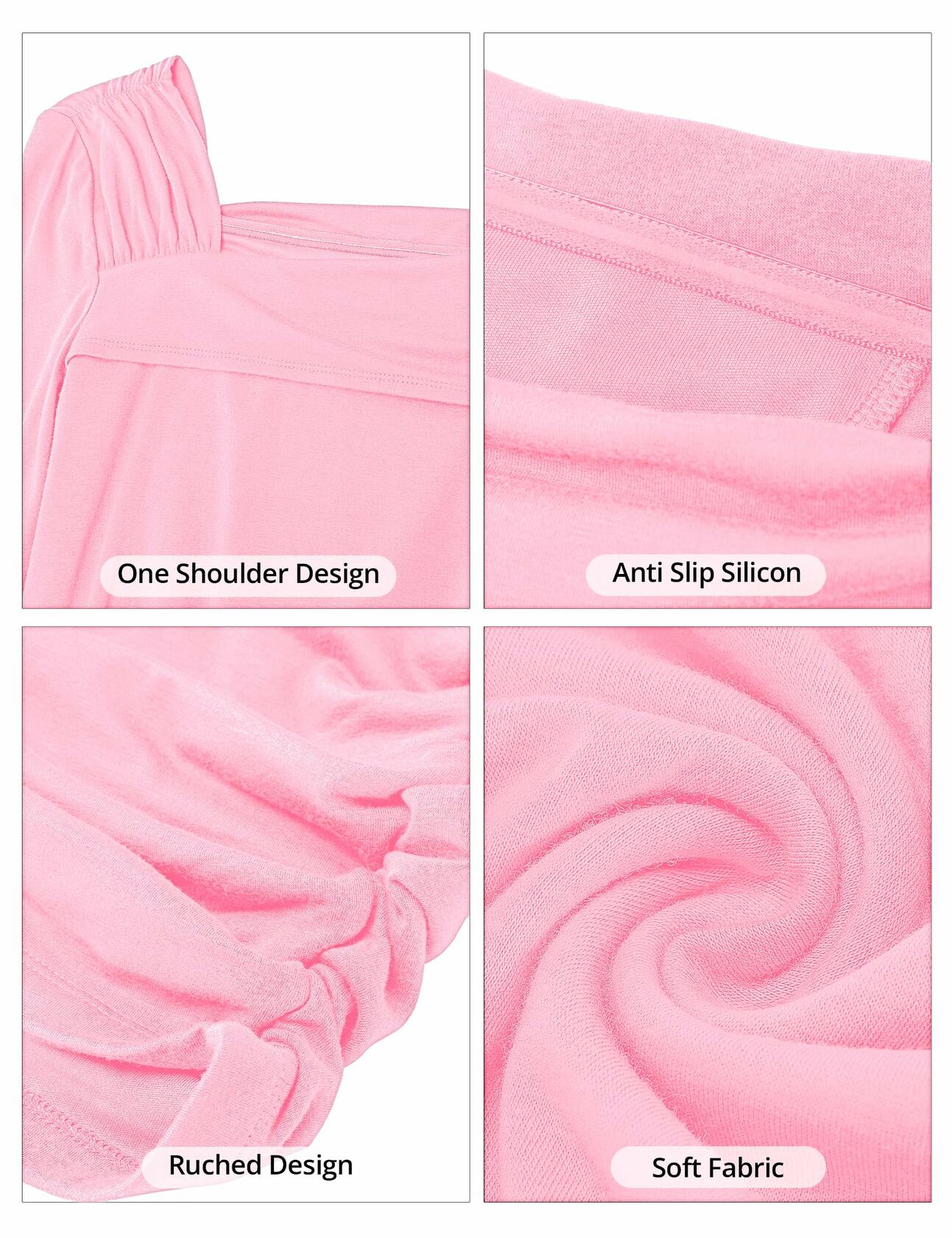 luvamia Womens One Shoulder Ruched Bodycon Dress Pink XL Size 16-18