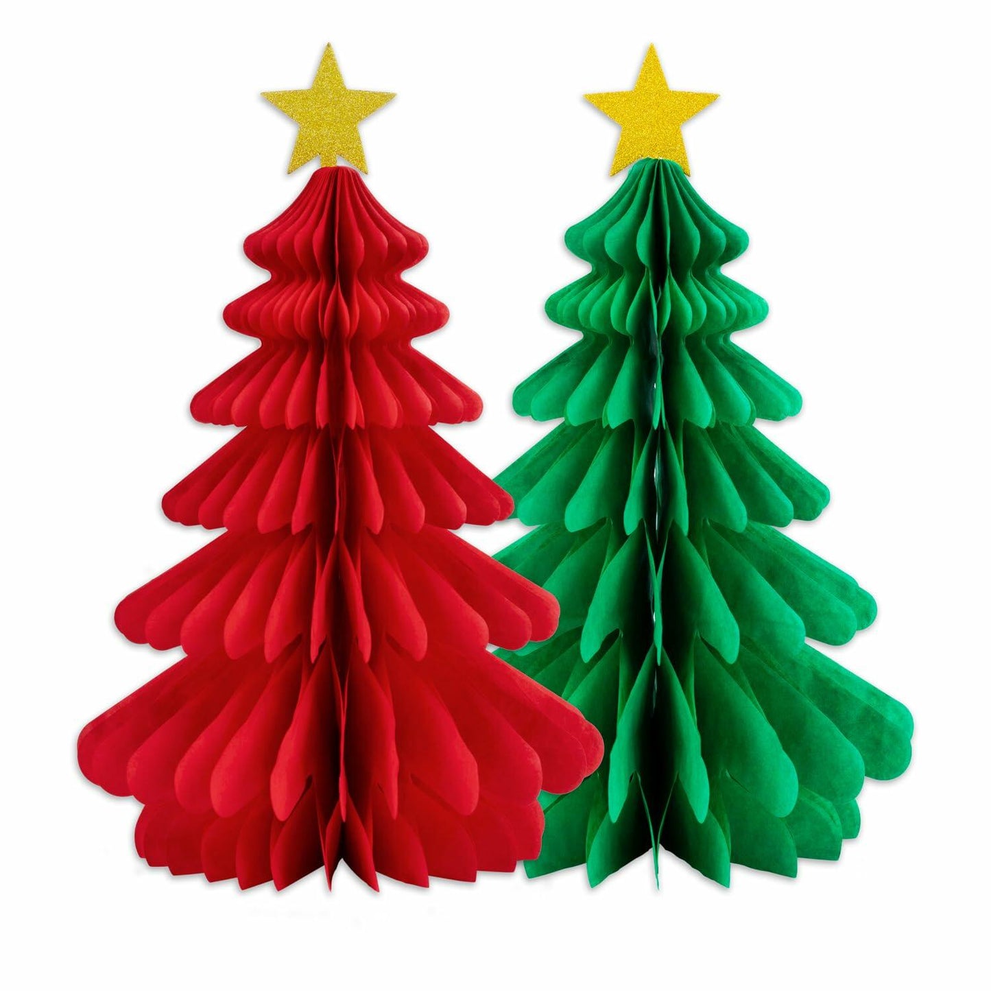 Christmas Tree Honeycomb Paper Pendant Decorations 4 pcs Hanging Ornaments