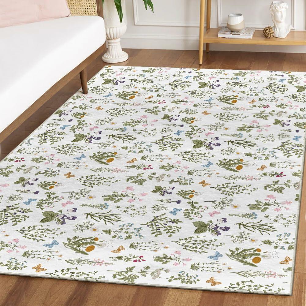 Artoid Mode Wild Floral Antique Herbs Area Rug Home Decor 5x7 Feet
