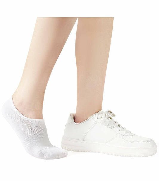 Breslatte No Show Socks Womens Men Soft Cotton Nonslip 6pairs Black Grey White S