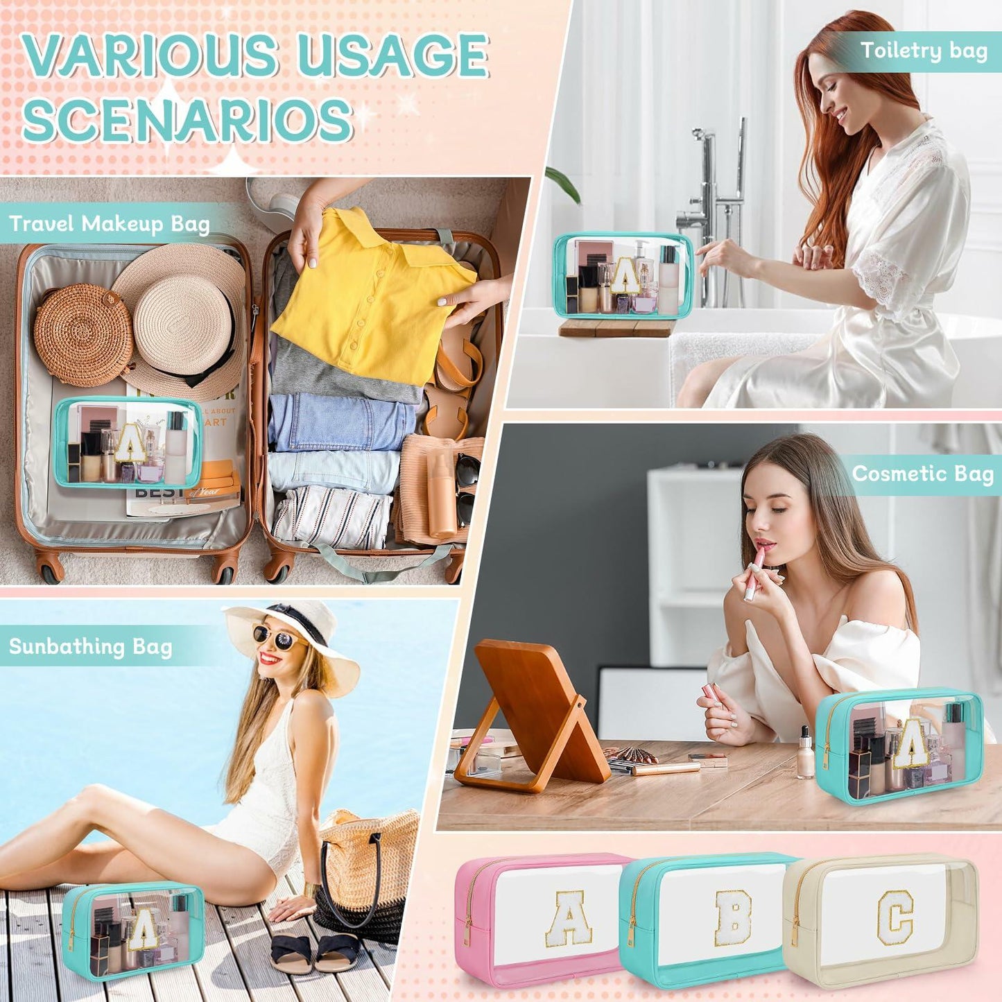 WELIDAY Personalized Initial Letter Makeup Bag V Green