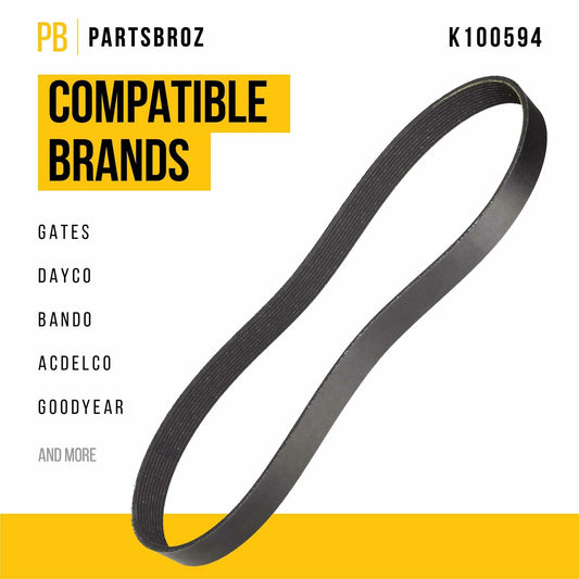 PartsBroz K061360 Micro-V Serpentine Drive Belt Compatible with Gates Black
