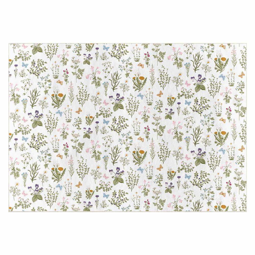 Artoid Mode Wild Floral Antique Herbs Area Rug Home Decor 5x7 Feet