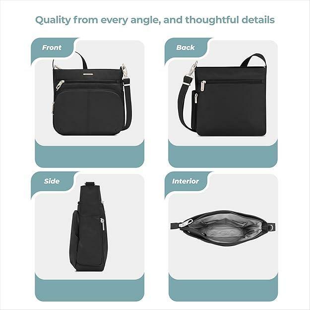 Travelon Anti-Theft Classic North/South Crossbody Bag Black