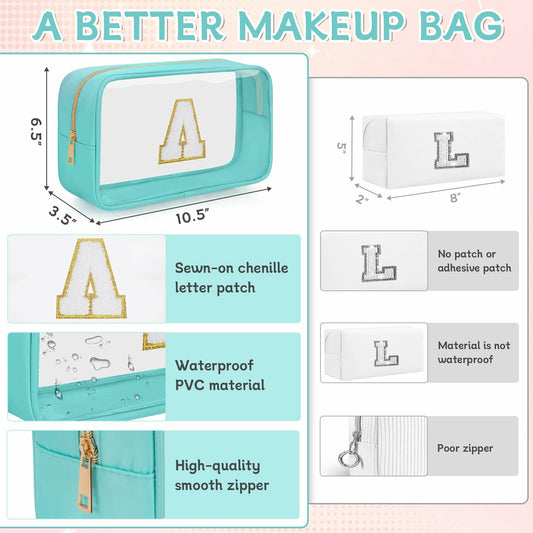 WELIDAY Personalized Initial Letter Makeup Bag V Green