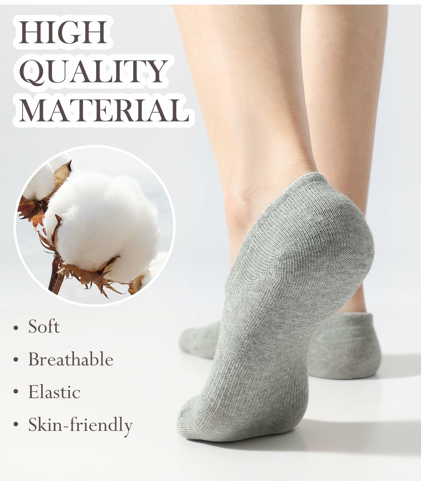 Breslatte No Show Socks Womens Men Soft Cotton Nonslip 6pairs Black Grey White S