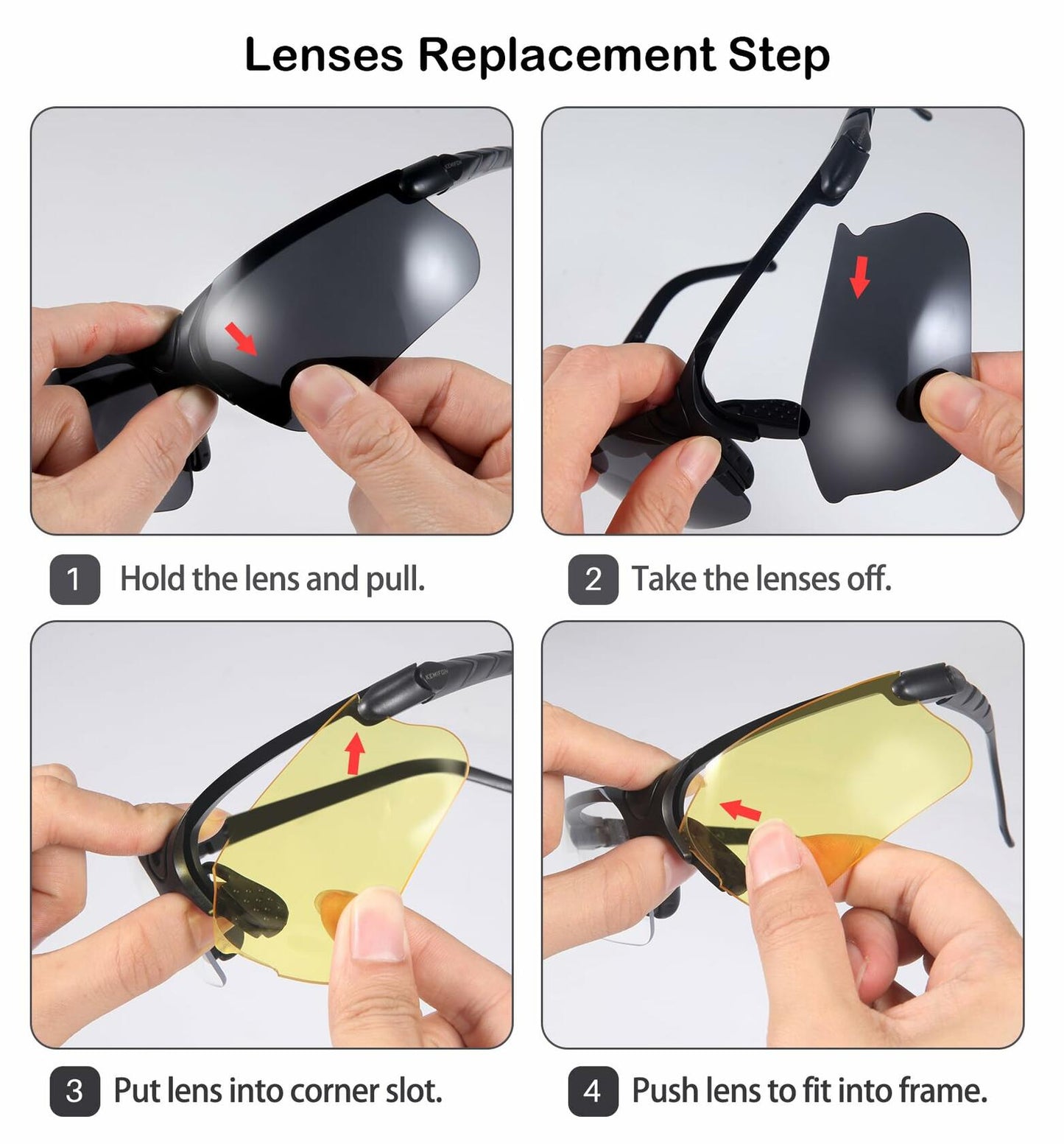 KEMIFON Shooting Safety Glasses Anti Fog Tactical Ballistic Grey Yellow Lenses