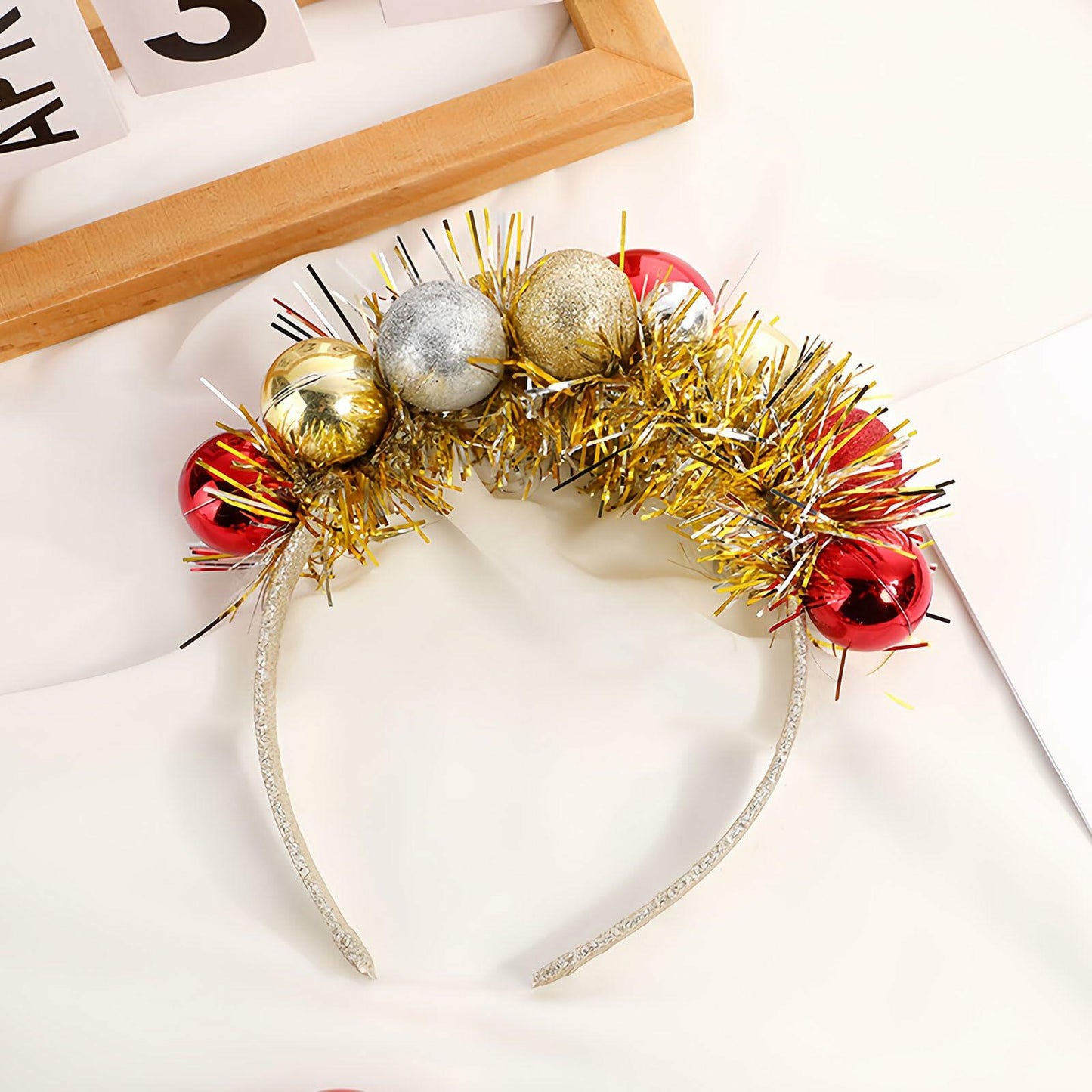 Christmas Gold Sparkly Headband for Women Girls Holiday Party Accessories