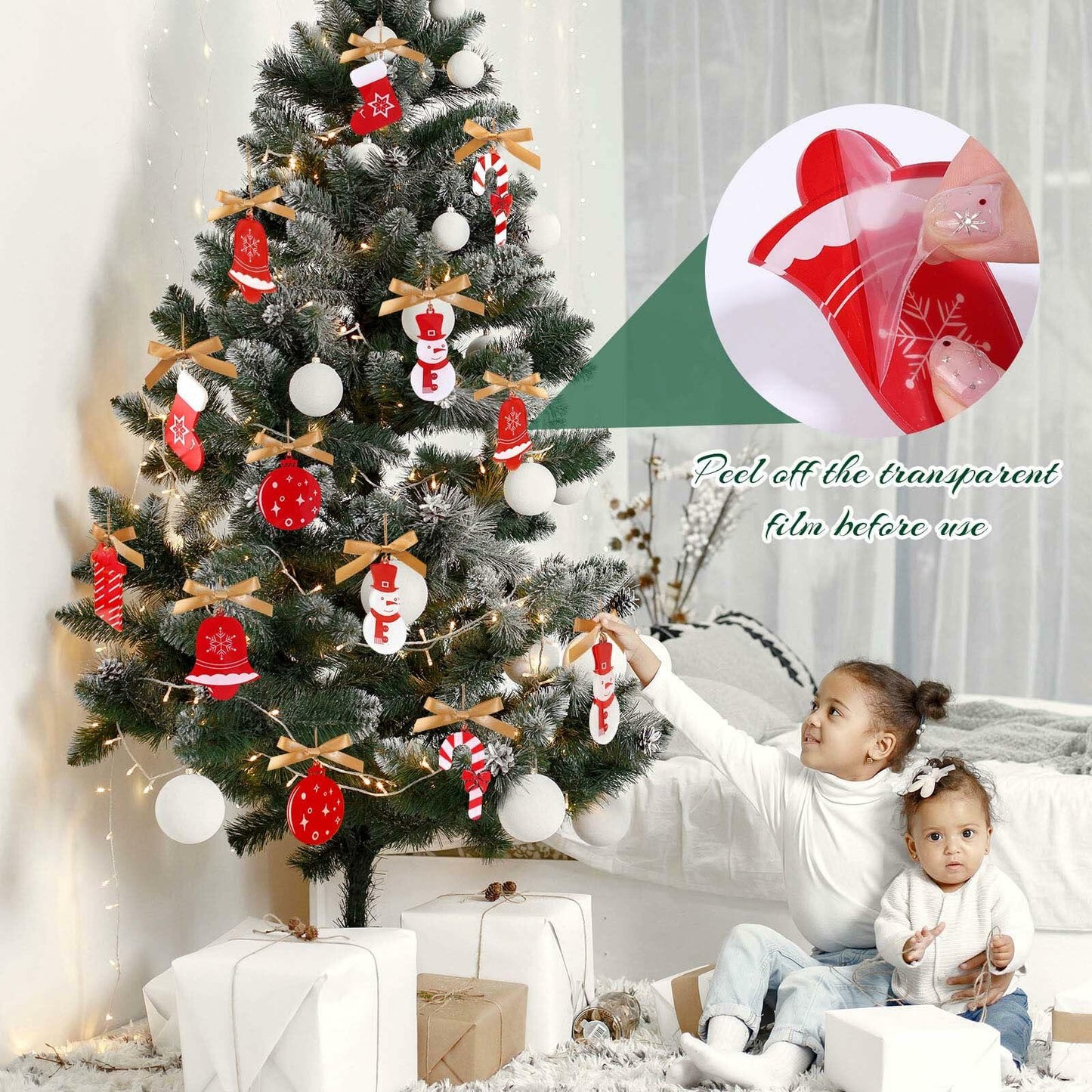 OAOLEER 12 Pack Acrylic Christmas Tree Ornaments Snowman Santa Crafts