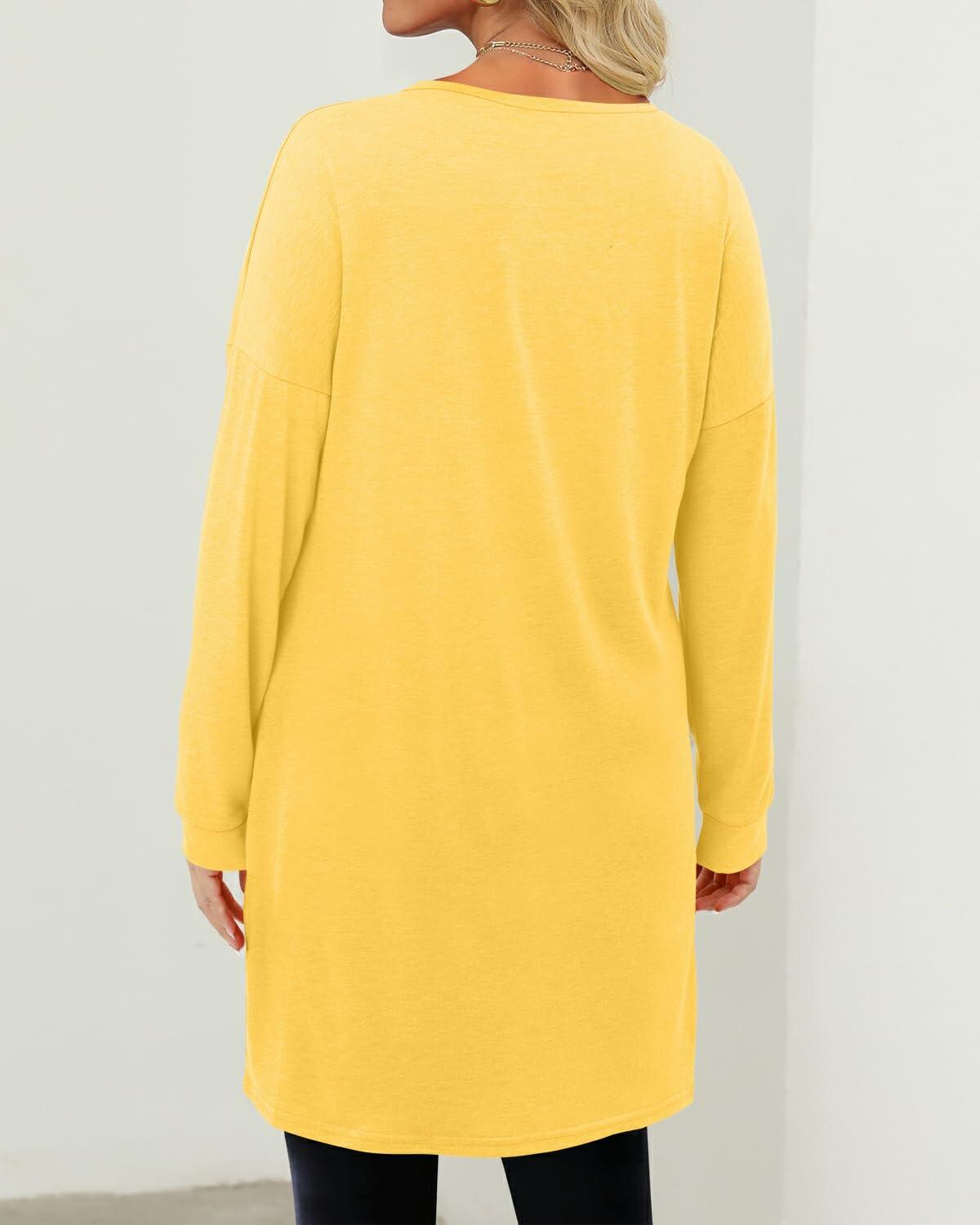 KISSMODA Womens Fall Long Sleeve Tunic Top with Pockets Size M