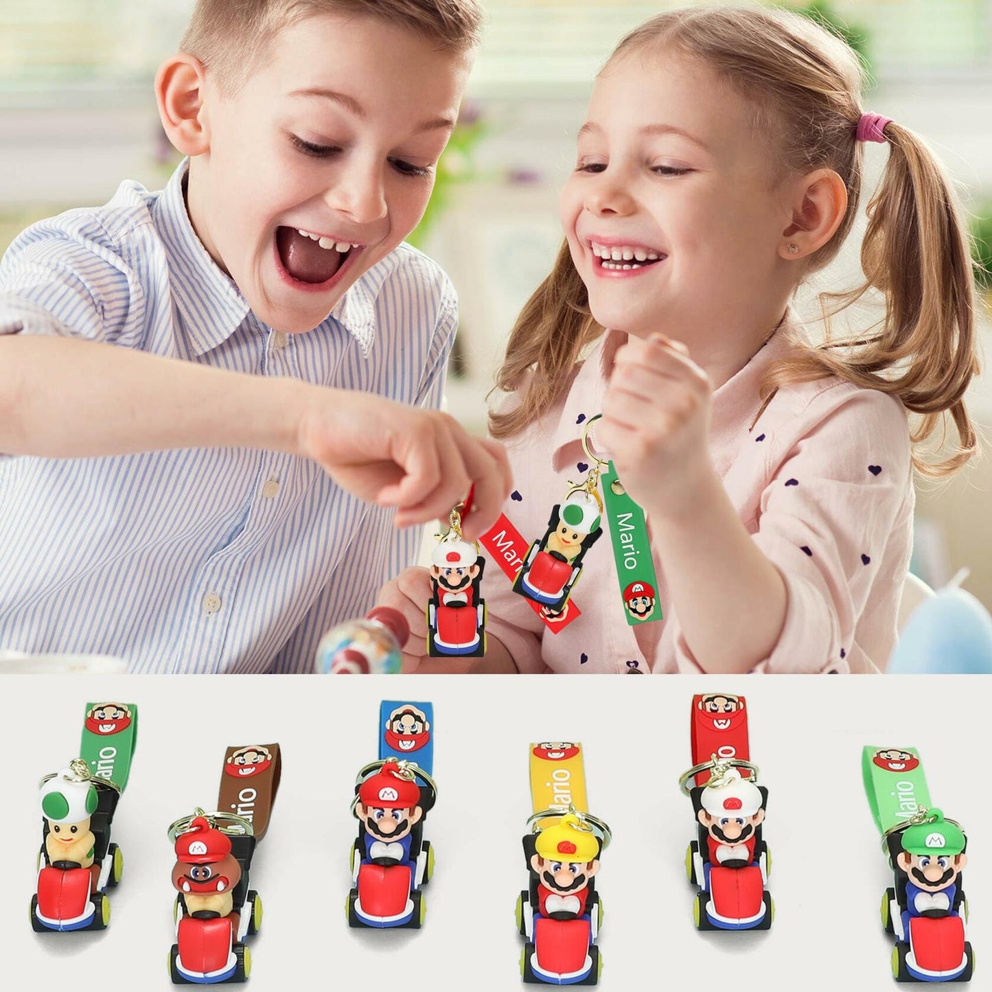 Laghtin Super Bros Keychains 8Pcs Cartoon Movie Character Multicolor