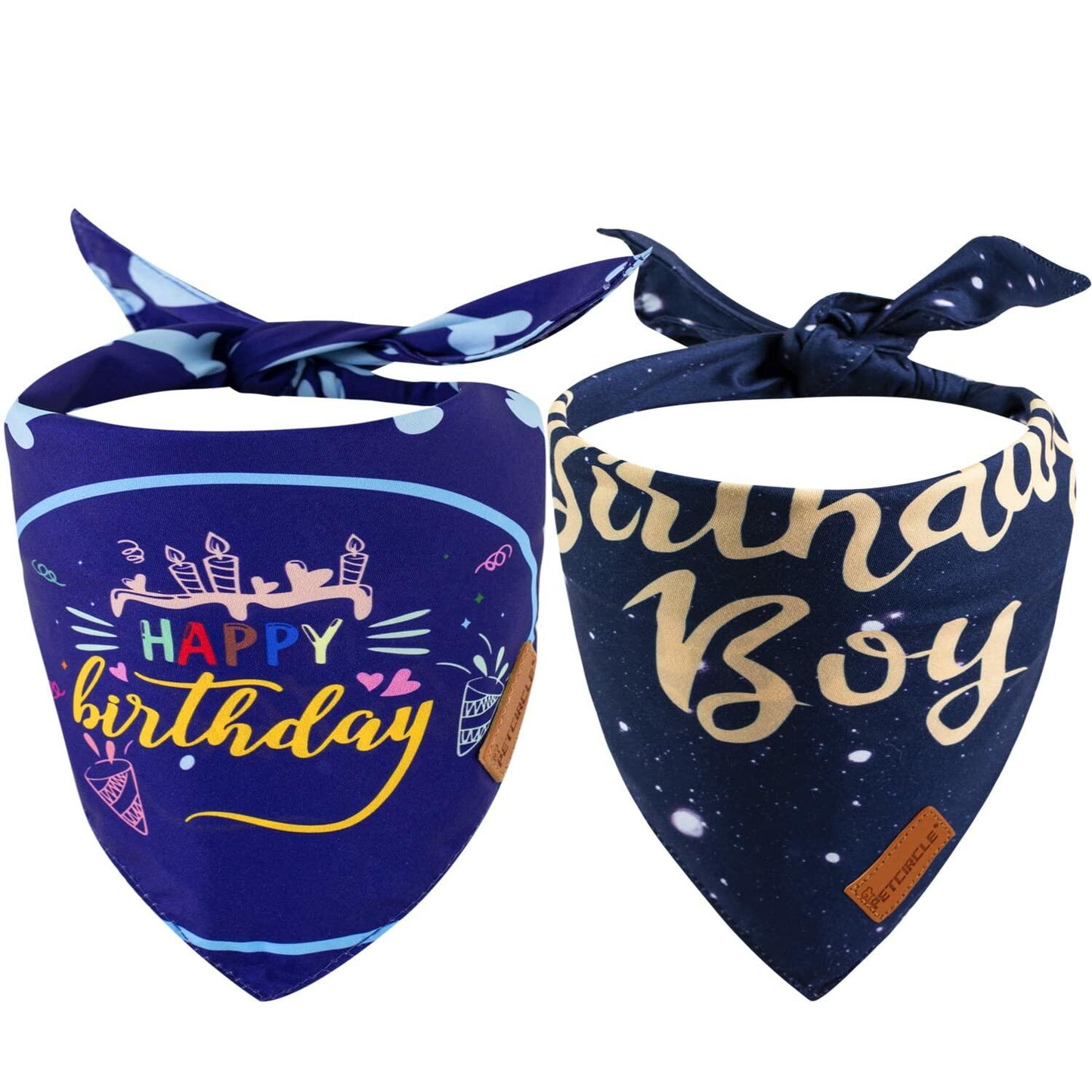 Dog Birthday Party Hats Bandana Double Layer Fabric Large Blue Size L