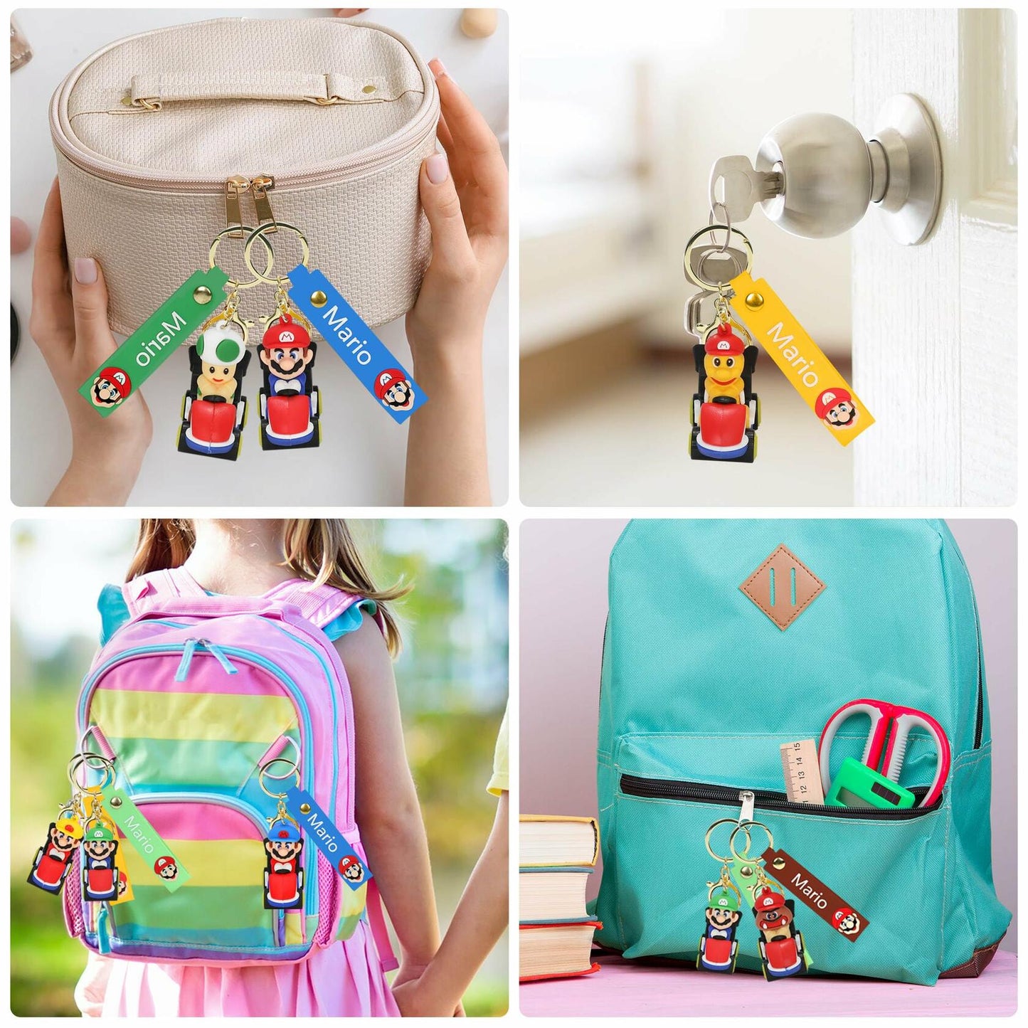 Laghtin Super Bros Keychains 8Pcs Cartoon Movie Character Multicolor