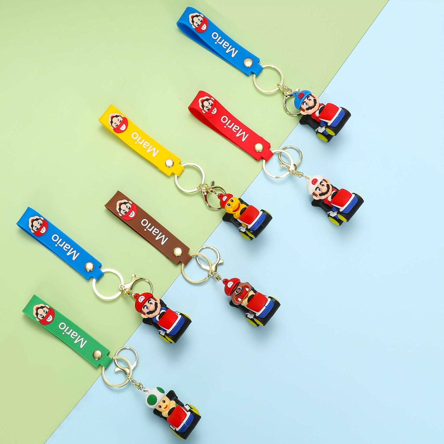 Laghtin Super Bros Keychains 8Pcs Cartoon Movie Character Multicolor