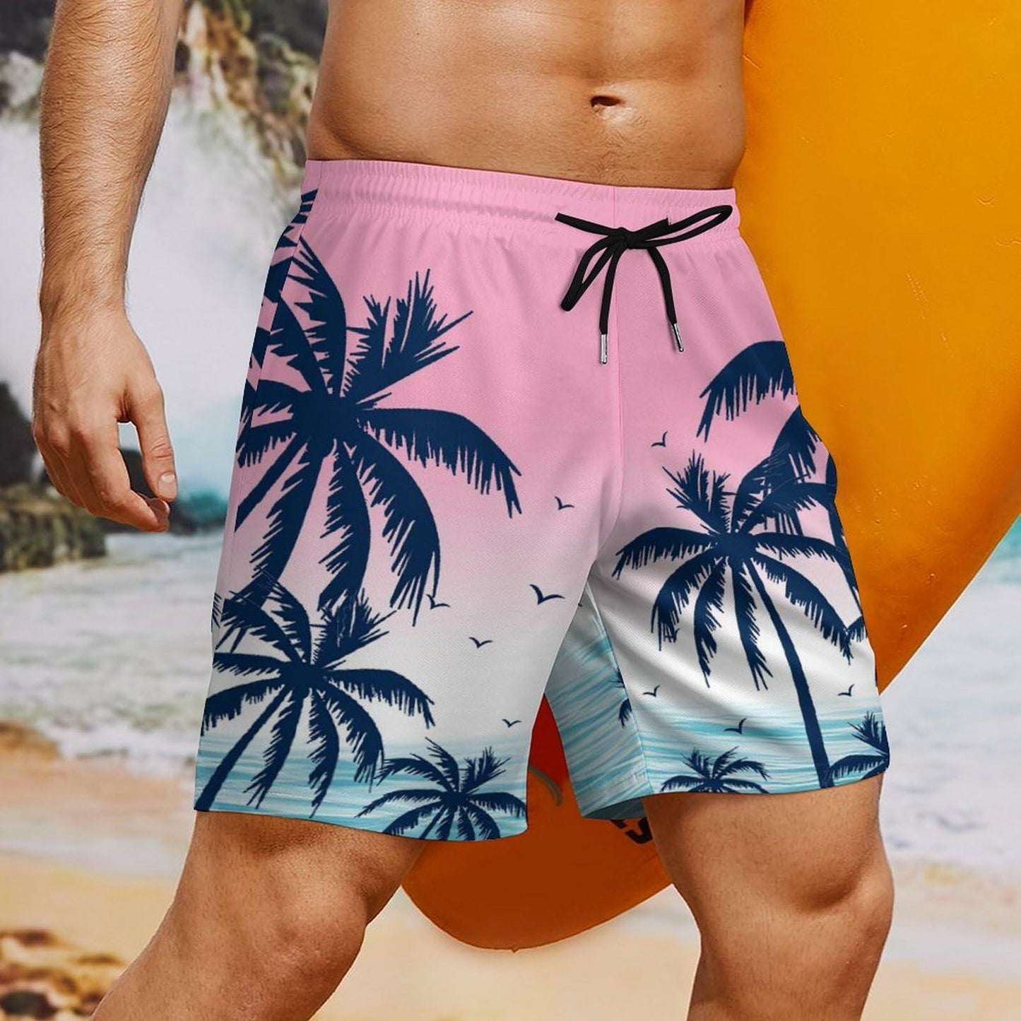 Feorafei Men's Quick-Dry Swim Trunks 7 Inch Compression Liner Pockets