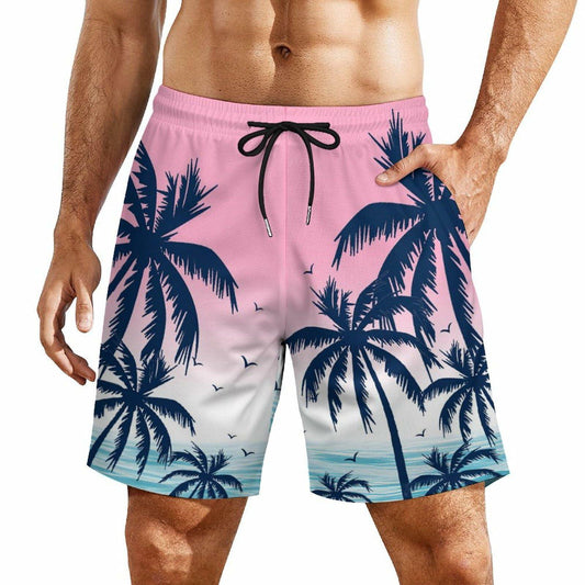 Feorafei Men's Quick-Dry Swim Trunks 7 Inch Compression Liner Pockets