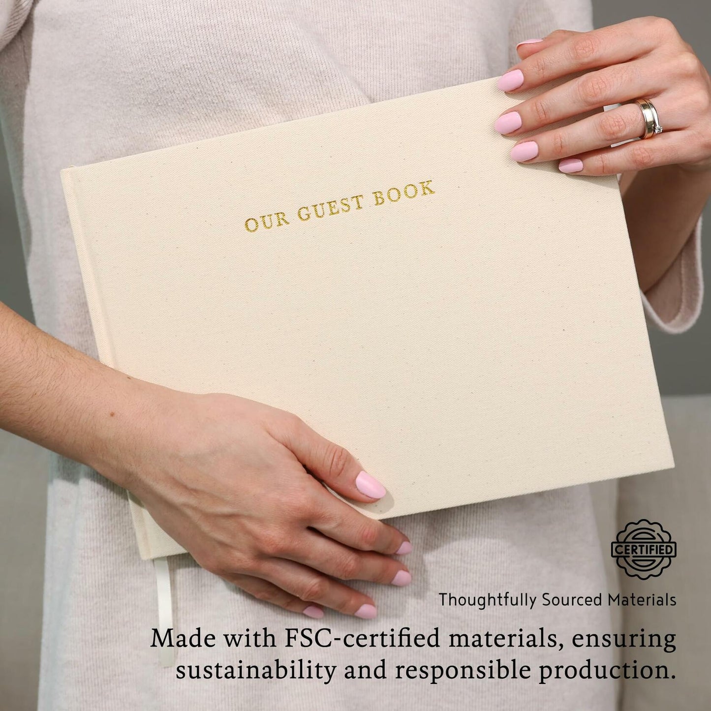 Classic Linen Guest Book Layflat Plain Blank Pages Wedding Baby Shower