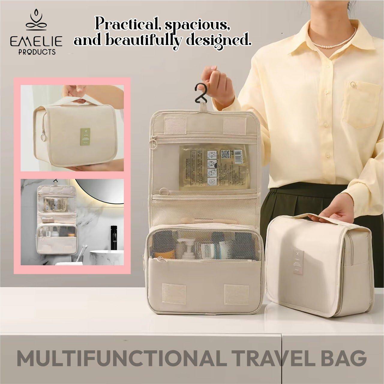 Toiletry Bag Travel Organizer with Hanging Hook Large Water-Resistant