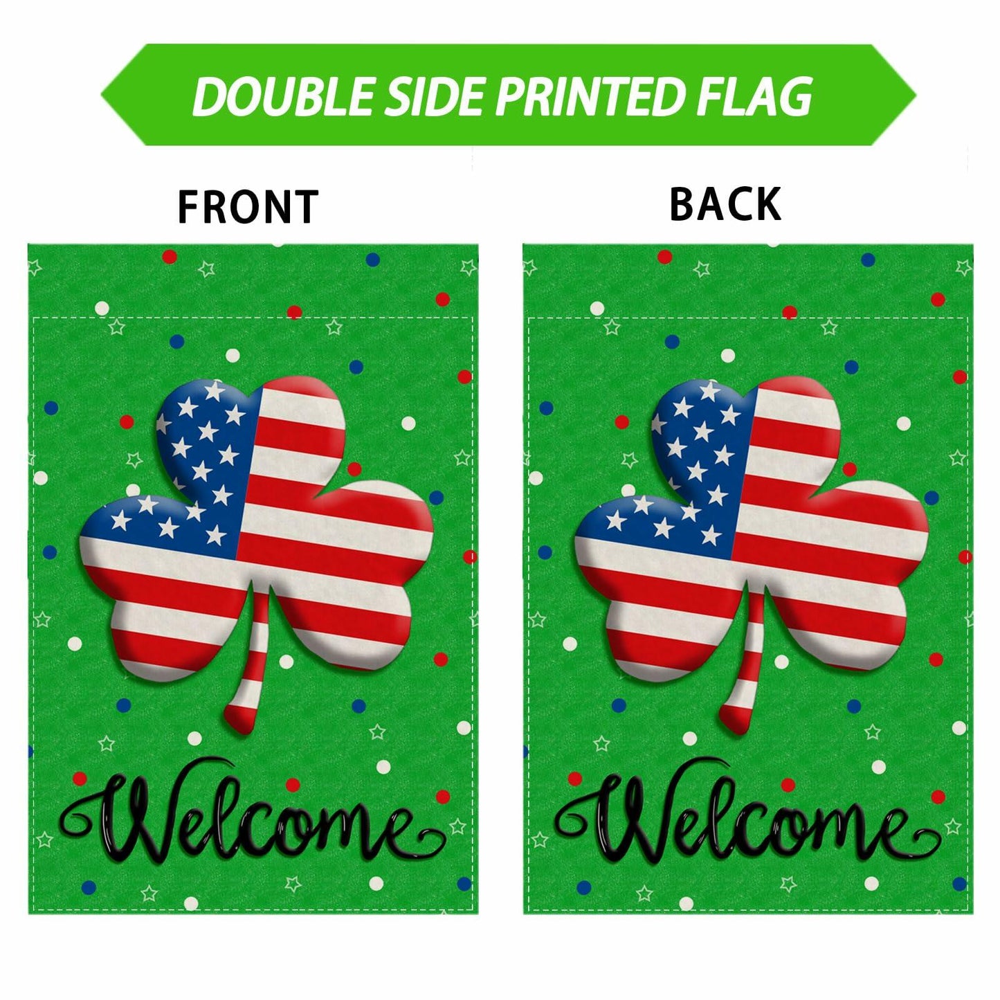 ZAEW St. Patrick's Day Shamrocks Garden Flag 12x18 Inch Green Double Sided