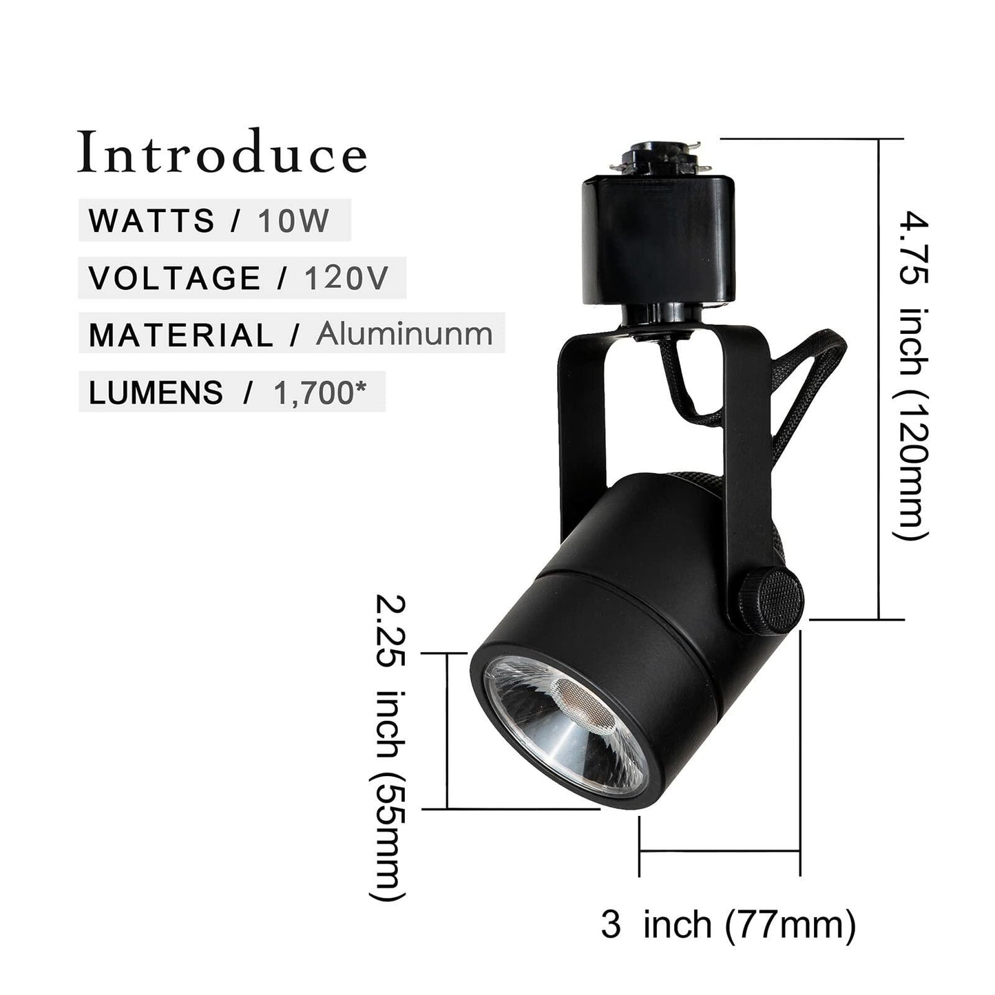 YOORIAL LED Track Light H Type Ceiling Spotlight 3 Pack Black