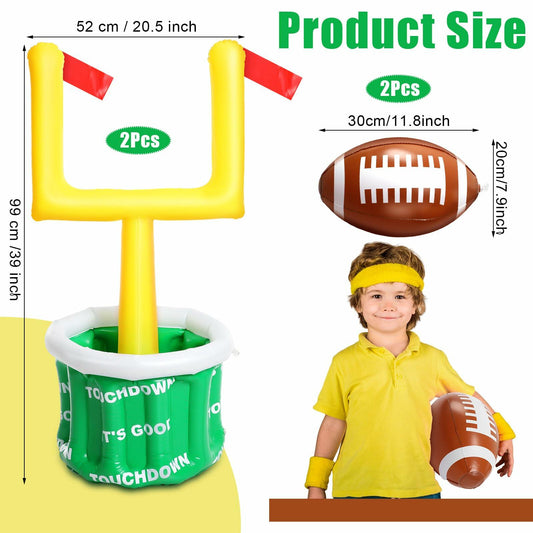 Gemscream Inflatable Football Drink Cooler 20.5x39in Green 2 Pcs