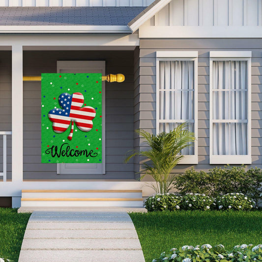 ZAEW St. Patrick's Day Shamrocks Garden Flag 12x18 Inch Green Double Sided