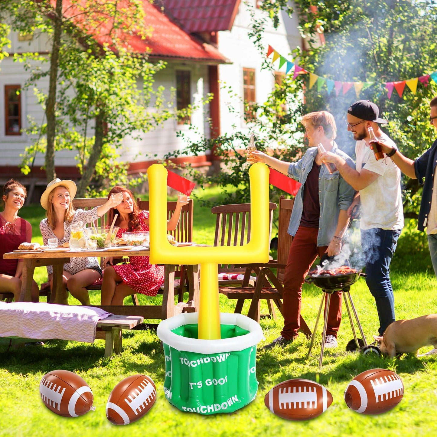 Gemscream Inflatable Football Drink Cooler 20.5x39in Green 2 Pcs