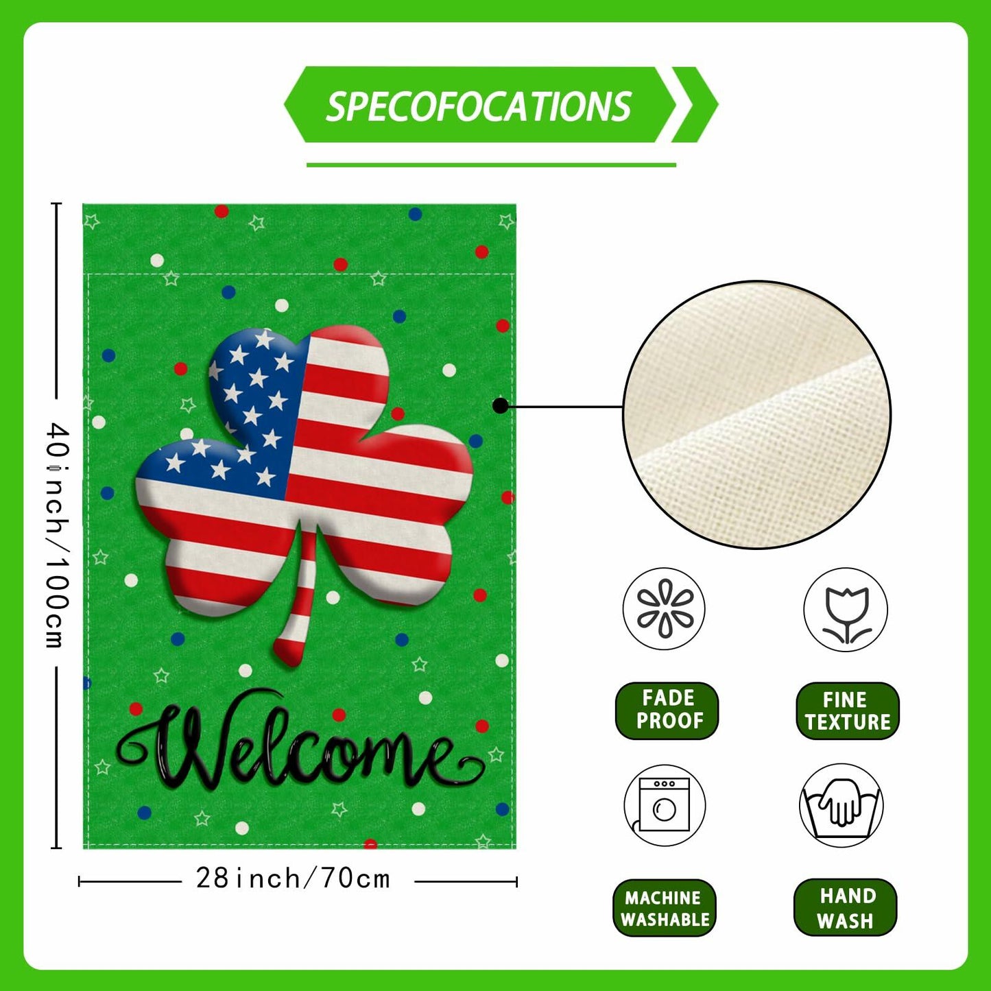 ZAEW St. Patrick's Day Shamrocks Garden Flag 12x18 Inch Green Double Sided