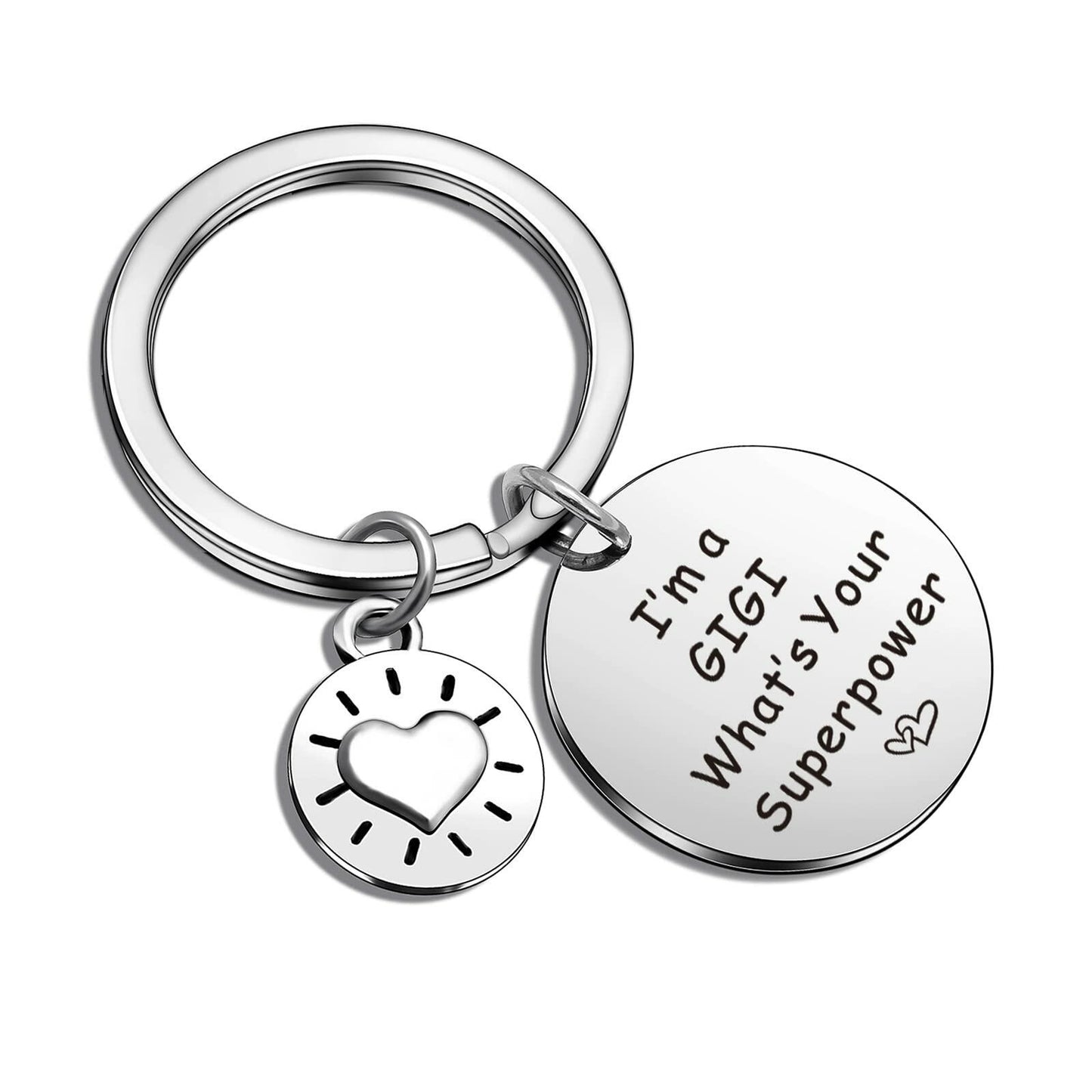 ASANHAO Gigi Stainless Steel Keychain Mother's Day Gift Silver